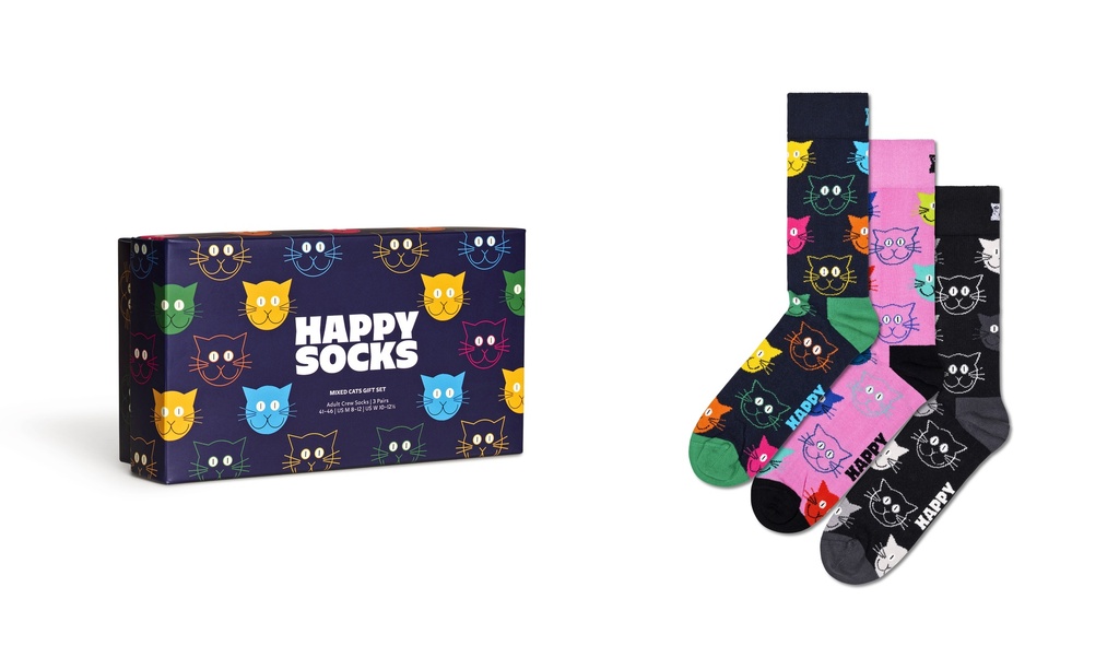 3-Pack Mixed Cat Socks Gift Set-XMJA08-0150
