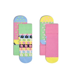 Kids 2-Pack Flower Stripe Anti-Slip Socks